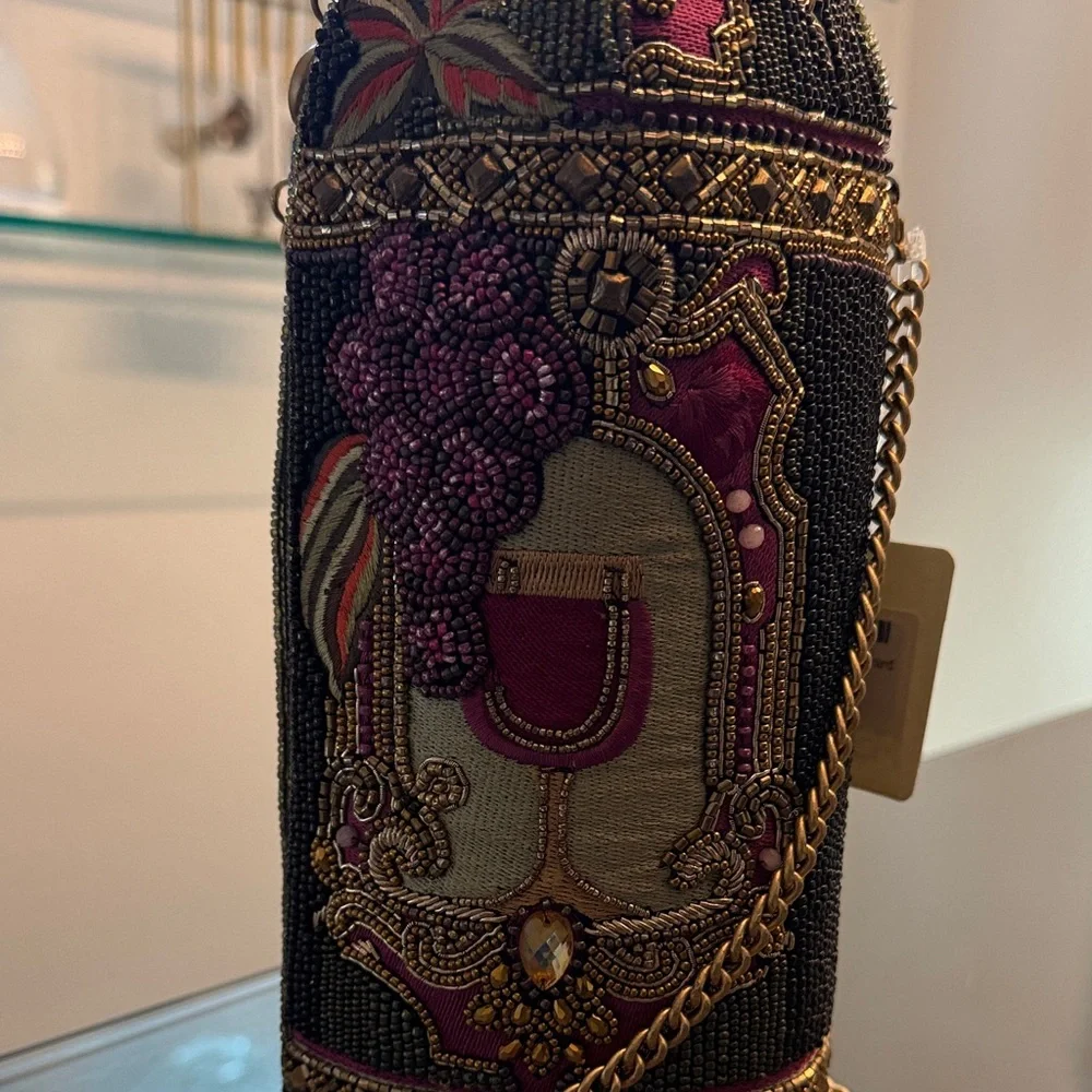 Mary Frances Black Beaded Bag with Gold Chain - Picture 8 of 8